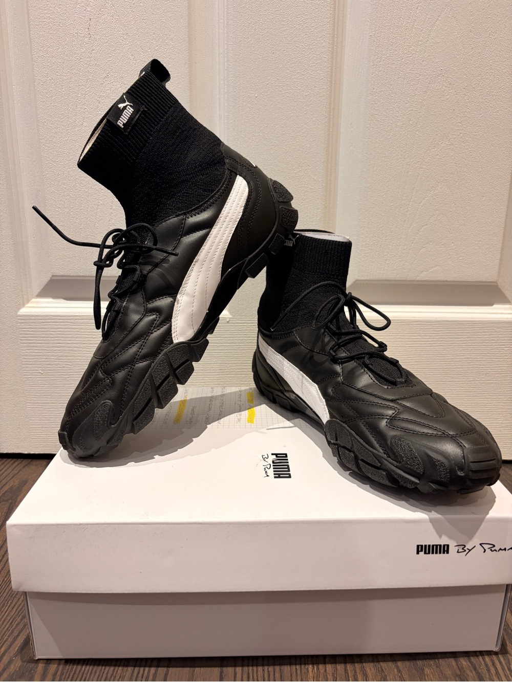 Puma Black & White Sock-Style High-Top Sneakers